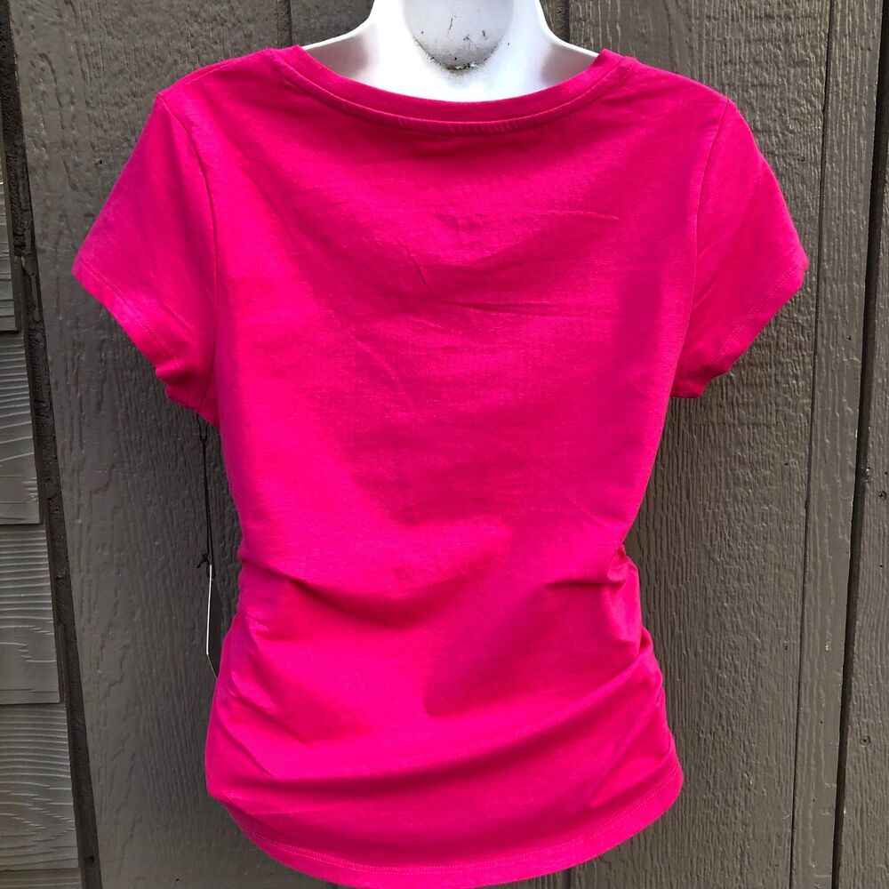 New Y2K Baby Phat Hot Pink Sz Small Ruched bedazzled Rhinestones Hip Hop Grunge - Picture 3 of 3